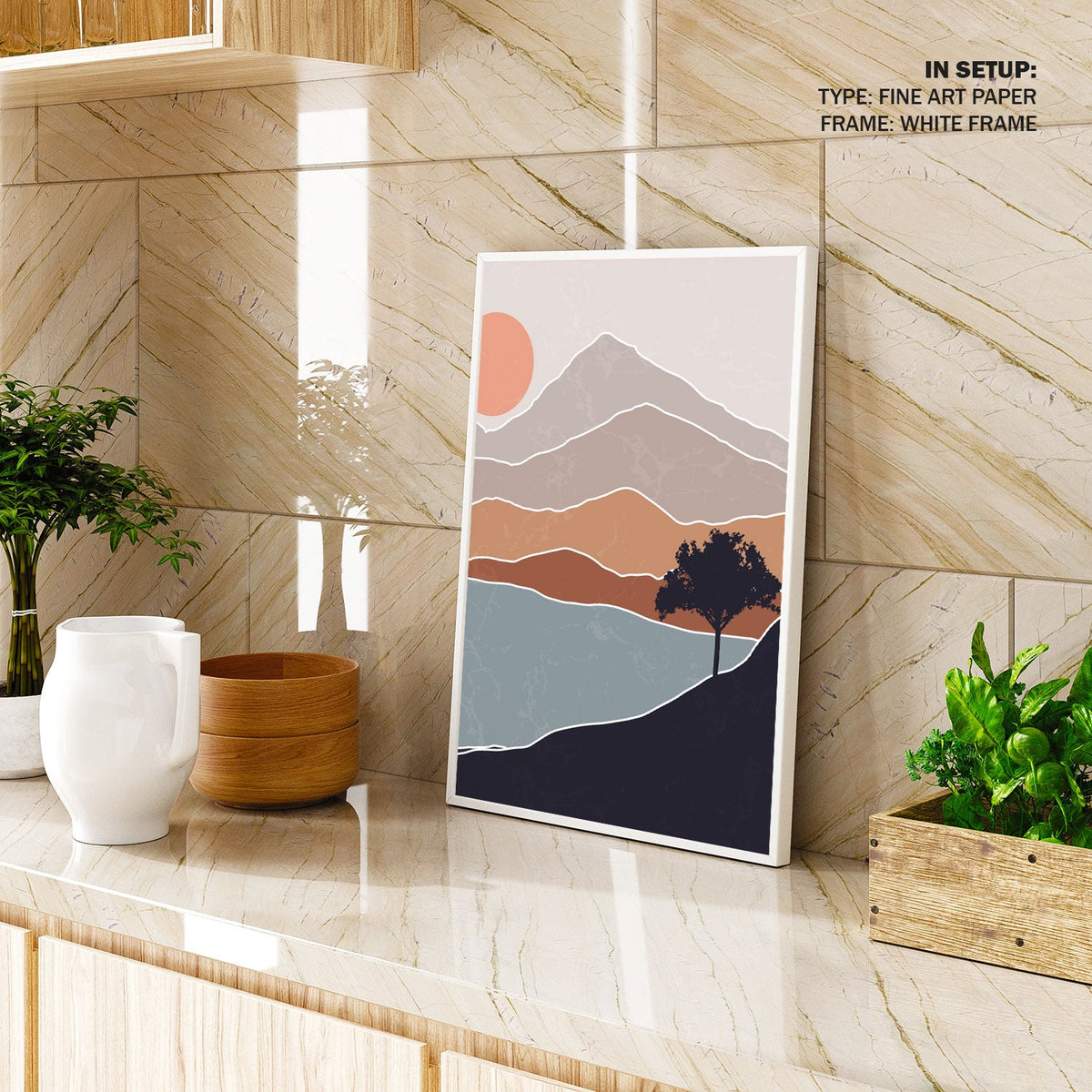 The Evening in Mountains 02, Minimalist Art Painting