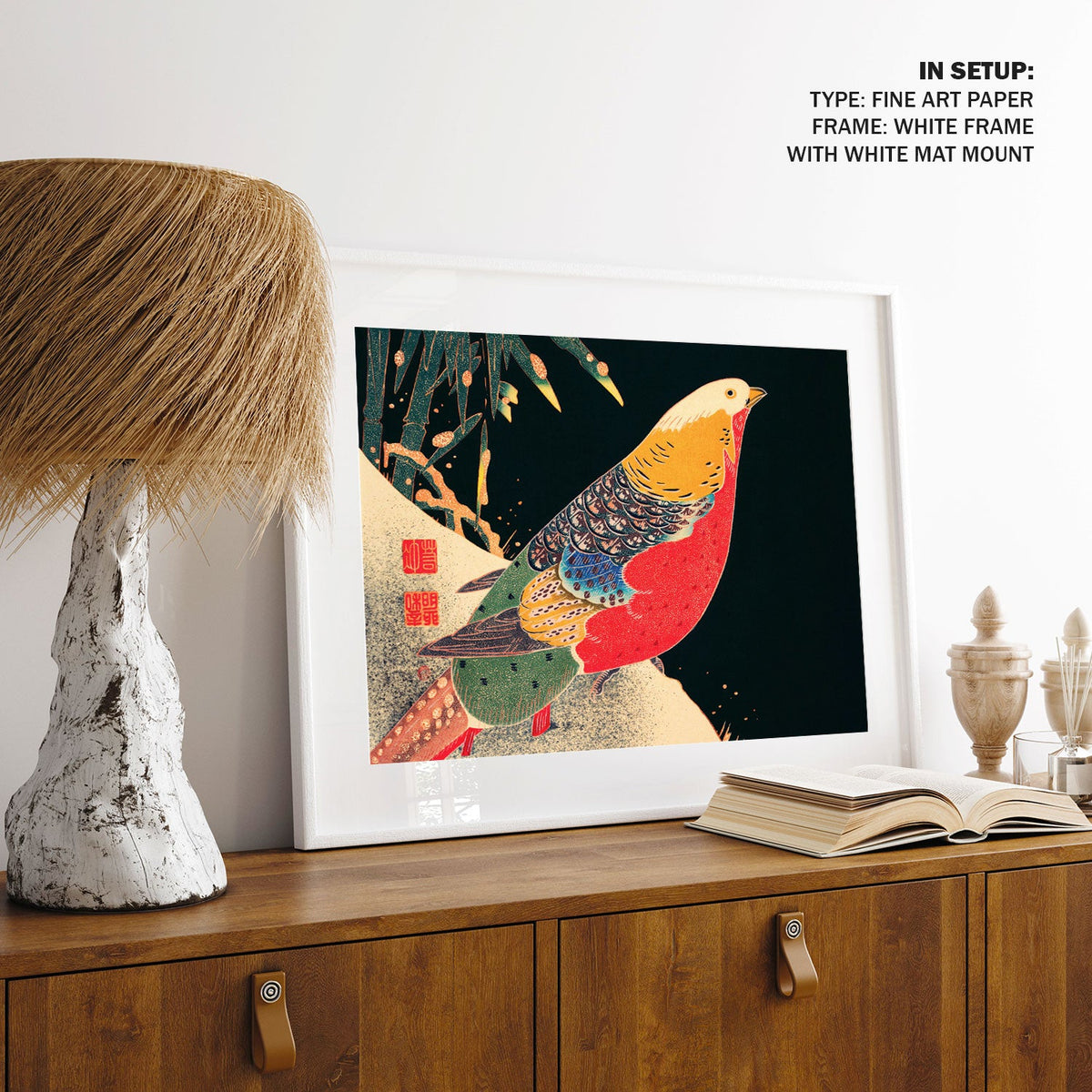 Golden Pheasant in the Snow, Japanese Art Painting