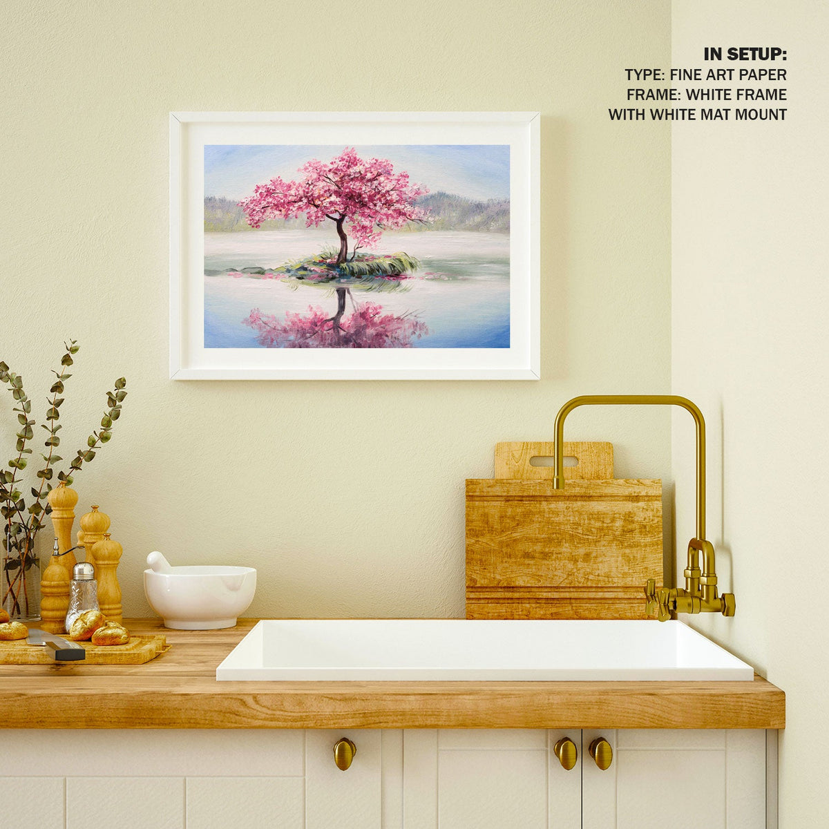 A Colorful Tree in the lake, Botanical Flower Paintings