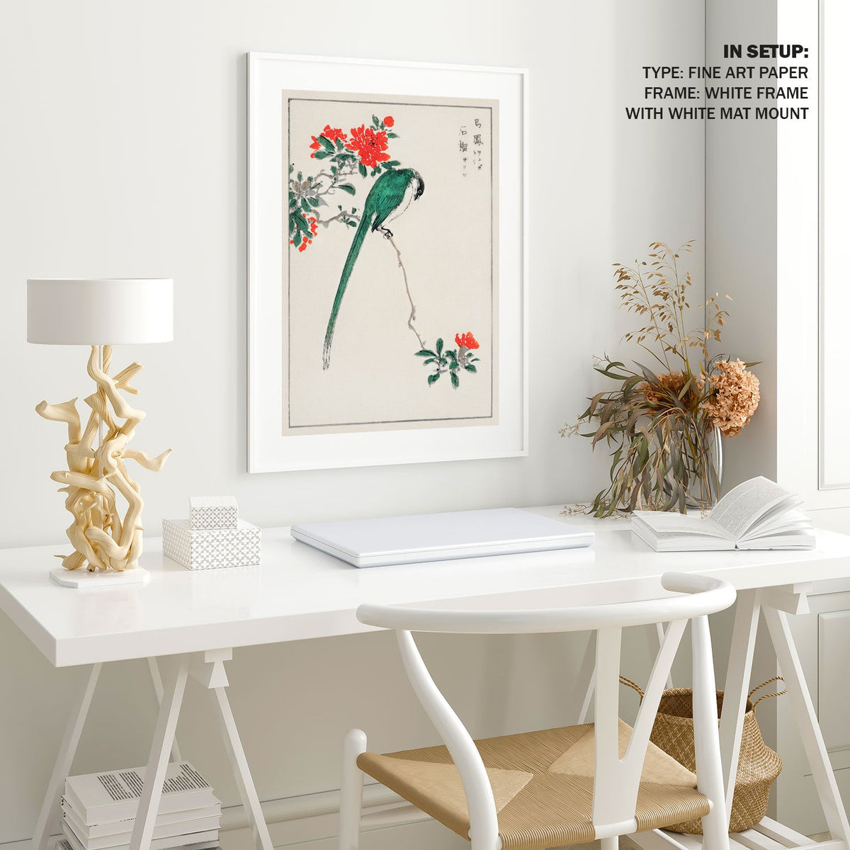 Japanese Long-tailed Tit and Pomegranate, Japanese Art Painting