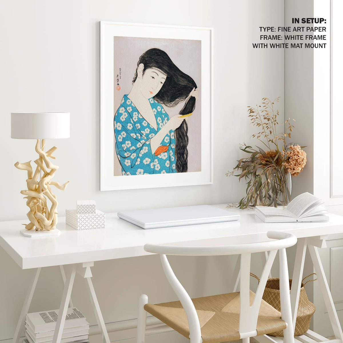 Woman Combing Her Hair, Japanese Art Painting