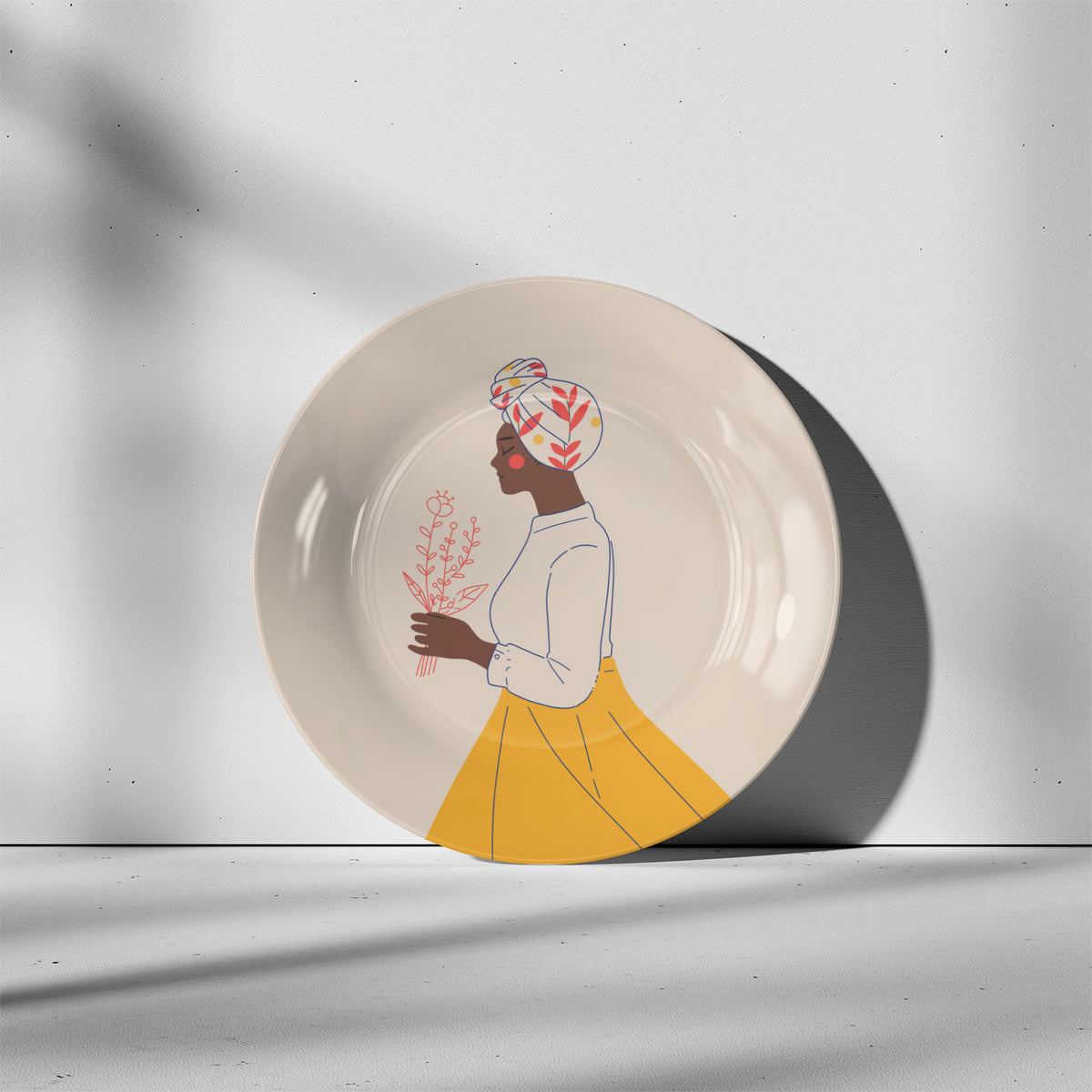 Woman carrying flowers, Decor Art Plates