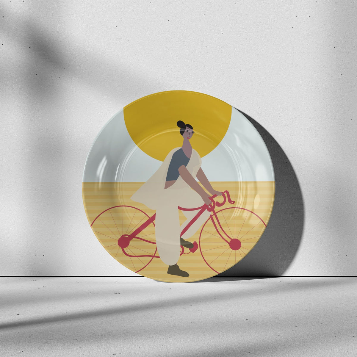 Bike ride in sari, Decor Art Plates