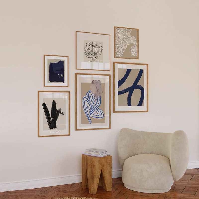 Abstract Gallery Wall Minimal Art Set of 6, Contemporary Wall Art, Minimal Wall Set